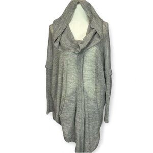 Rare Helmut Lang alpaca boucle hooded cardigan in heathered grey.